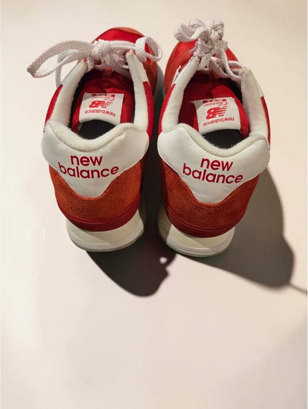 New Balance 574 Classic Red White ML574PI2 Men's 10.5 Suede Sneakers